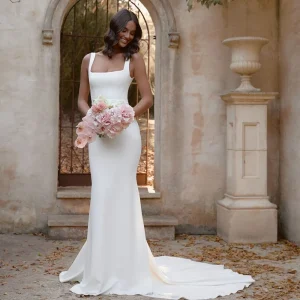 Vintage Mermaid Wedding Dress 2026 Backless Square Collar Spaghetti Strap Bride Gown Sexy Women Bride Dress Brides Customized